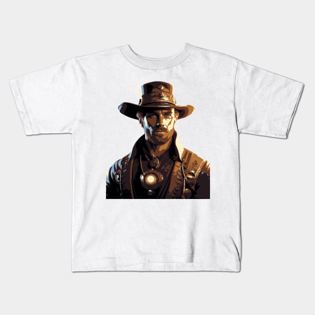 Steampunk Cowboy Kids T-Shirt by JSnipe